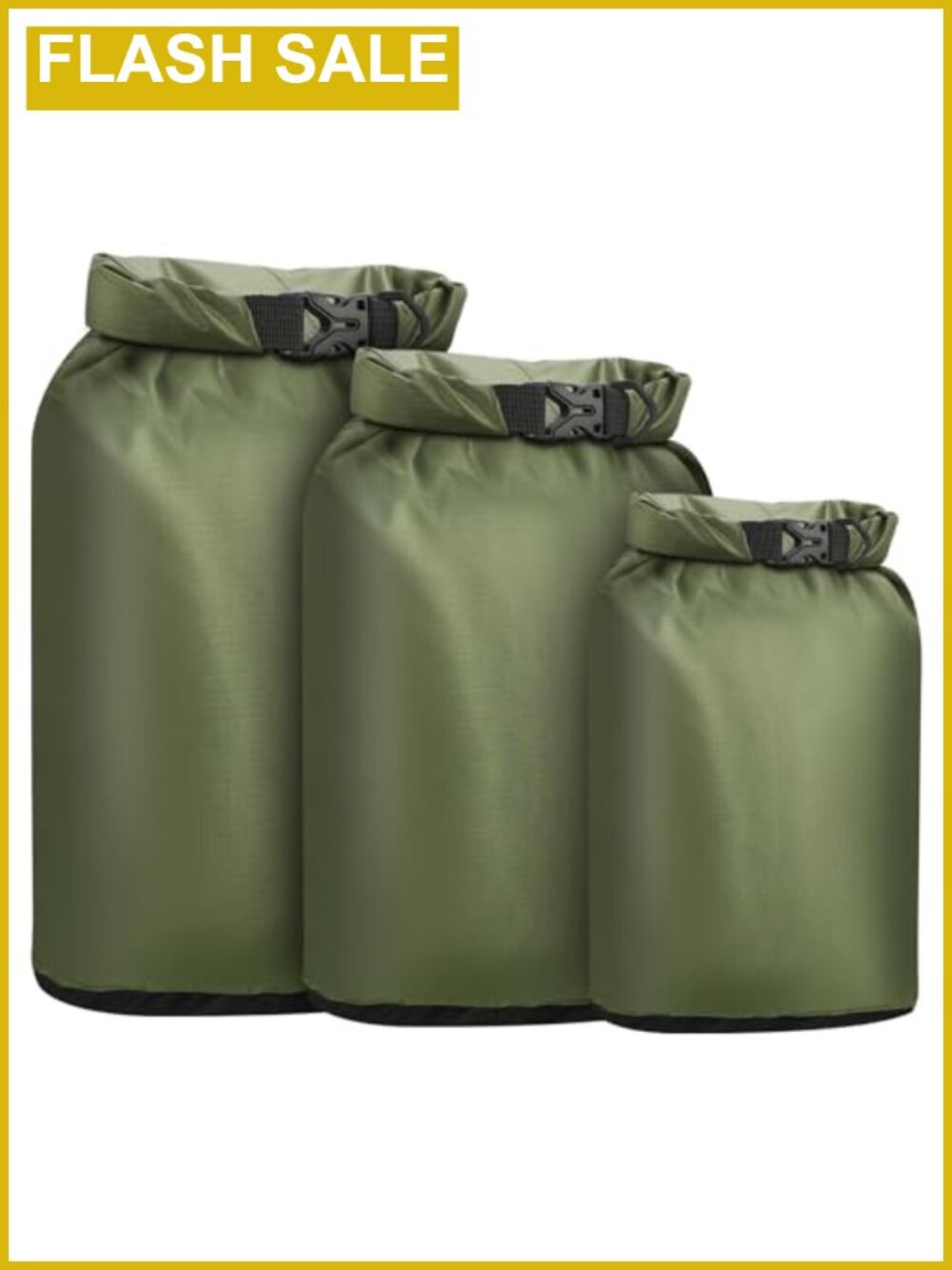 3 Pack Waterproof Dry Bag Set 6L 10L 20L Roll Top Ripstop Polyester
